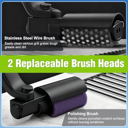Electric Grill Brush, Cordless Rechargeable BBQ Grill Cleaner with 180° Adjustable Head, Powerful 3-Speed Motor, Stainless Steel Brush Head for Outdoor Grill, BBQ Grates, Gas Grills & Griddles