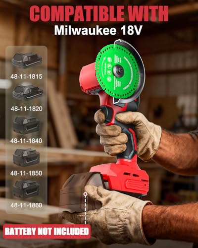 Ecarke Cordless Cut Off Tool Compatible with Milwaukee 18V Battery, 4" Circular Saw Brushless Motor with Blades, 18000 RPM Mini Cut Off Tool Kit for Wood/Metal/Plastic/Tile/Stone Cutting(Tool Only)