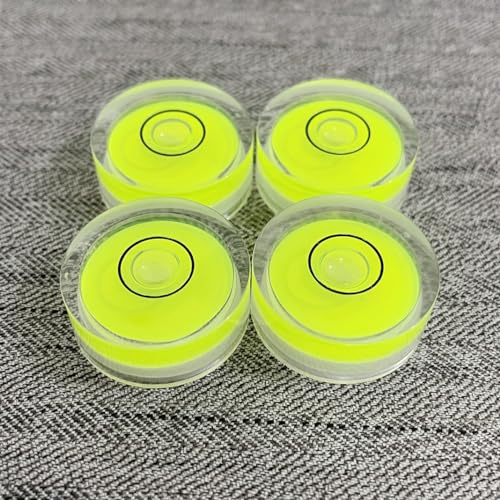 4Pcs Small Circular Bubble Levels with Double Sided Adhesive Bottom Mini Little Stick-on Bubble Spirit Level Measuring Layout Tools Levels (25x10mm) - size: 25x10mm