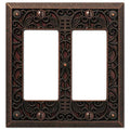Amerelle 65RRDB Filigree Wallplate, 2 Rocker, Cast Metal, Aged Bronze, 1-Pack - size: Double Rocker