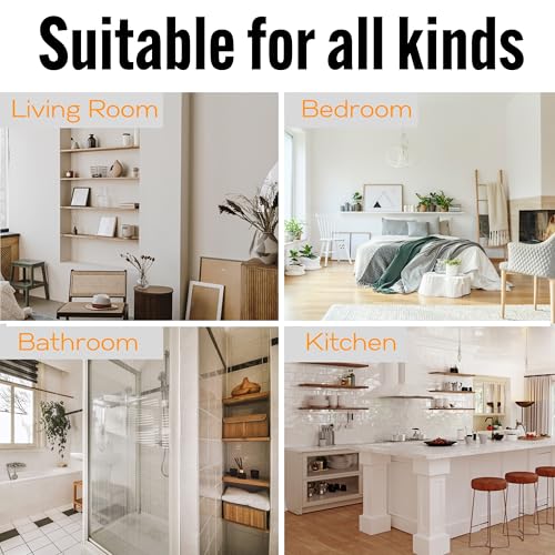 EVALD 4 Inch Floating Shelf Brackets, Hidden Shelf Brackets for Floating Shelves, Heavy Duty Shelf Bracket with Screws & Anchors, Floating Shelf Mount, Invisible Shelf Support (4 Pack) - size: 4 Inch, style: 4 Pack All-purpose