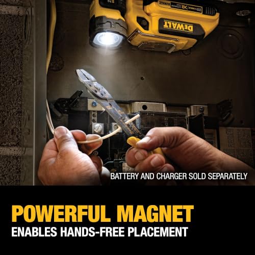 DEWALT 20V MAX LED Work Light Rechargeable, LED Flashlight, Magnetic Flashlight, Freestanding and Clip-On Light, 360 degree pivoting Head, Tool Only (DCL044)
