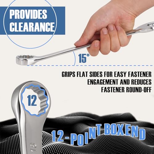 vivicreate 12-Piece Wrench Set, Metric Wrench Set 8mm-24mm, Combination Wrench Sets with Oxford Cloth Storage Bag for Home, Garage, Automotive Repair and Emergency Use - Made in India