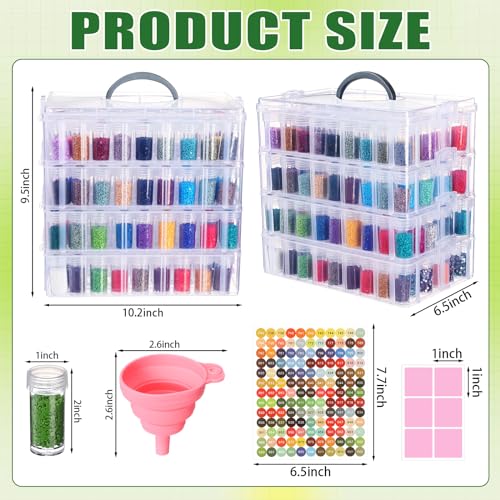 Willinglong 4 Tier Diamond Art Storage Containers with 208 Grids, Pink - color: Pink, size: 4 Tier
