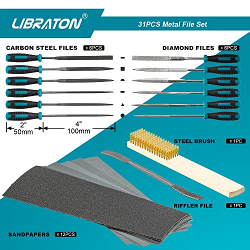 LIBRATON 31PCS Metal File Set, Metal Files, 12 Needle Files - style: Metal File-31PCS