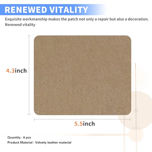 Azobur Repair Patch, 6 Piece Microfiber Patches, Self Adhesive Fabric Sofa Patch Repair Fabric, Luxurious Look, Quick Fix Sofa.(Khaki) - color: Khaki