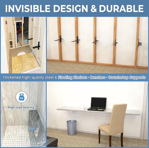 Floating Shelf Bracket Heavy Duty 1/2" Thick Free Hanging Countertop Support Bracket 1 Pack 16" Lx2.5 W Hidden Shelf Bracket for Floating Wall Countertops, Bars, Desks, Bench Seats, Vanities, Mantels - size: 16 Inch, style: Black- 2 pack