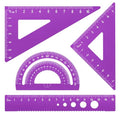 Honagu Triangular Ruler Set, 4 Pieces Aluminum Alloy Ruler, Metal Drafting Ruler, Geometric Protractor for Students, Draftsmen, Engineers, School Office Supplies (Purple) - color: Purple