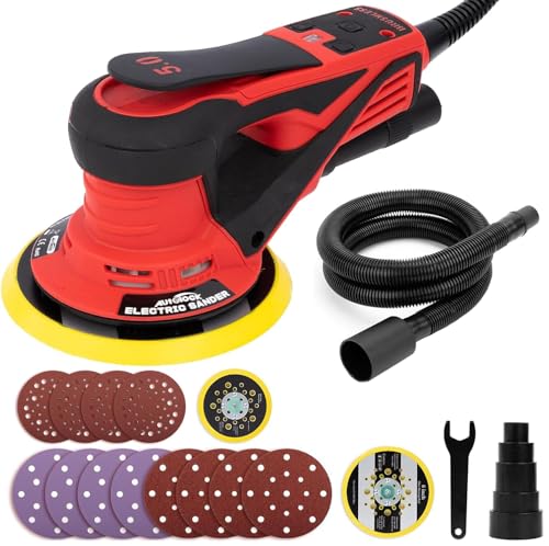 Autolock 350W Electric Random Orbital Sander with 5 & 6 Inch pads 1pcs - color: Red