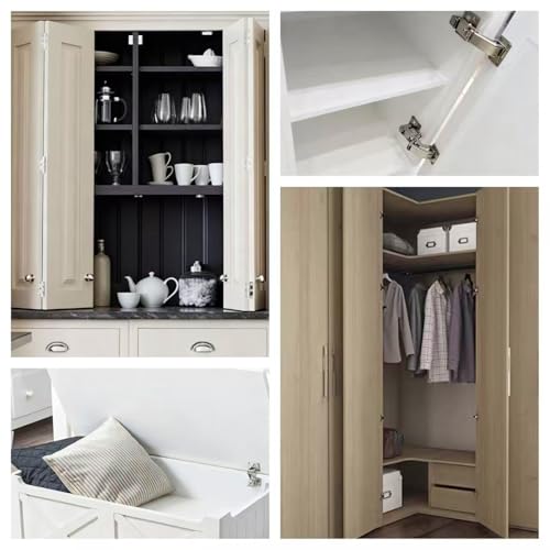 BADALU 1 Pair 175 Degree Frameless Soft Close Cabinet Hinges, Heavy Duty Hidden Hydraulic Lazy Susan Hinges Concealed for Corner Cabinet, Cupboards, Wardrobe(No Cup Grooving) - style: 175 Degree Frameless Soft Close Cabinet Hinges - 2 Pack