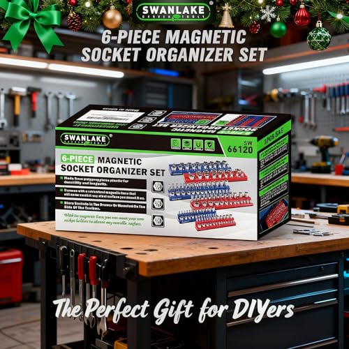 Magnetic Socket Organizer Set, 6PCS Socket Holder, 1/4", 3/8", 1/2" Sockets Holds 143 Pieces Magnetic Sockets Trays (Blue&red, 6 Pcs) - style: 6PCS Red/Blue