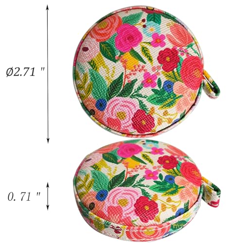 Tape Measure for Body Measuring Fabric Sewing Tailor Ruler Flexible Soft Pocket Small Mini Body Measurement Cloth Measuring Tape 60 Inch Premium Leather Retractable Tape Measure - color: Flower 1 pack