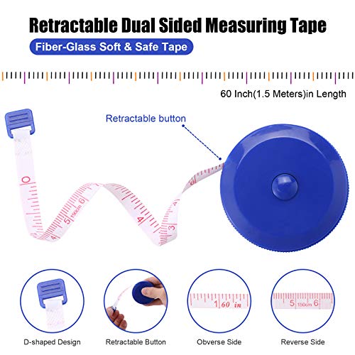 Tape Measures Retractable, Fabric Measuring Tape, 60 Inch Small Sewing Tape Measure for Craft Nursing Medical Travel(3 Pack/Blue Yellow Red) - color: Blue, Yellow, Red