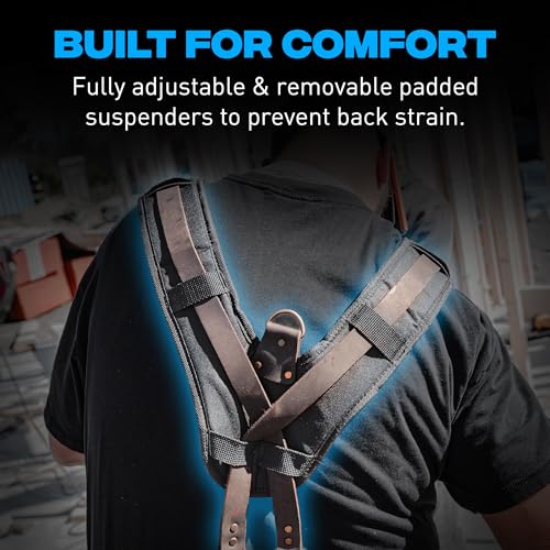 OX Framing Leather Tool Belt + Suspenders - Carpenter Tool Belt - Size XL - color: Framing Belt + Suspenders, size: XL