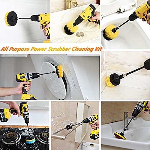 45 Piece Drill Brush Attachment Set, All Purpose Power Clean Scrubber Brush, Scrub Pads & Sponge with Extend Long Attachment for Bathroom, Kitchen,Grout,Tub,Tile,Corners, Auto