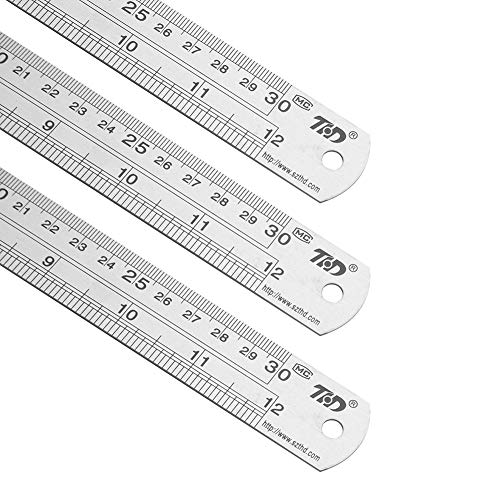 ZZTX Metal Ruler 12 Inches Stainless Steel 1 Pack | Rust-proof, Straight edge, Precise markings, Clear read