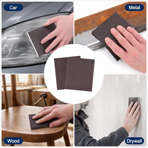 16Pcs 60Grit Double-Sided Sanding Sponges, Washable & Reusable - size: 60Grit