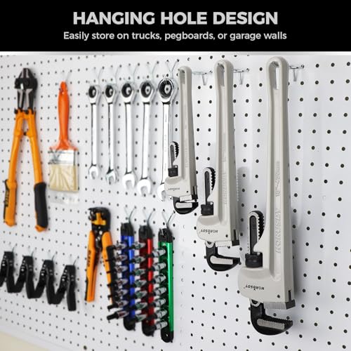HORUSDY 3 - Piece Aluminum Pipe Wrench Set 10", 14", 18" | Ultra-Light Durable Adjustable Pipe Wrenches for Plumbing, HVAC, Farm, DIY | Heavy Duty Drop Forged Secure Locking Tool Kit - style: 3-PC Aluminum Set (10" 14" 18") + Bag