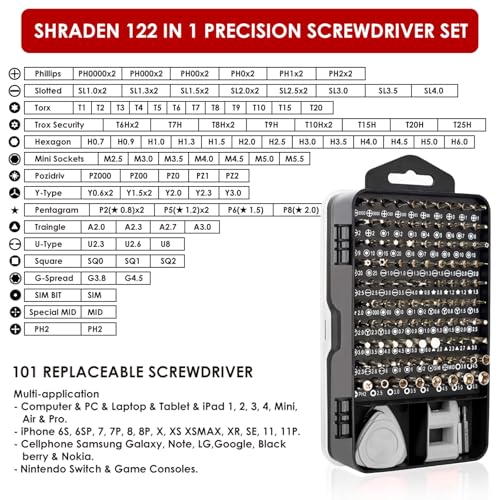 SHARDEN 122 in 1 Precision Screwdriver Set With CR-V Steel Bits(Grey) - color: Grey