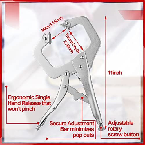 Yexiya 10 Pcs Locking C Clamps, Adjustable with Swivel Pad, 10 Pcs, 11 Inch - size: 11 Inch