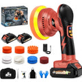 Cordless Dual Action Car Buffer Polisher, 8-Speed, 2*21V Batteries - color: Red