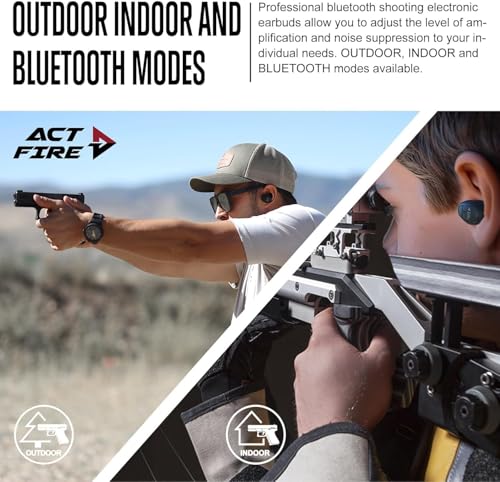 Bluetooth Shooting Ear Protection Noise Reduction, Bt Graphite | Bluetooth Electronic Shooting Earbuds Hearing Protection, Sound Amplification, 3 Sound Modes for Gun Range, Outdoor Use - color: Bt Graphite