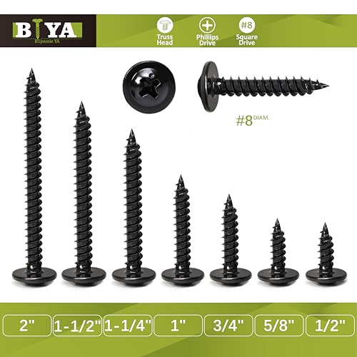 Black Wood Screws，#8×2 inch 100Pcs Black Phillips Truss Head Screws - color: Black, size: #8×2"