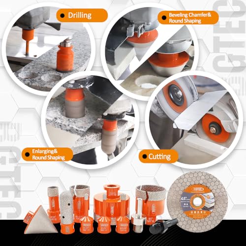 BGTEC Diamond Core Drill Bit 12PCS, Tile Hole Saw Kit 1/4" - 2-1/2" - size: 12 pcs - 6/6/8/19/35/50/65mm & 115mm Blade, style: Flash Toothed