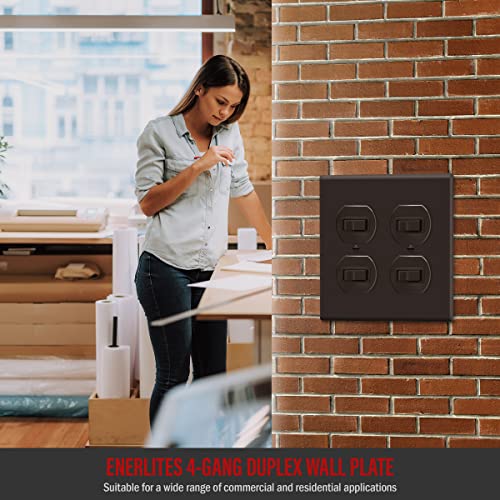 ENERLITES Double Duplex Outlet Covers Wall Plate, 2-Gang, 1 Pack, Brown - color: Brown, size: Screw