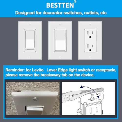BESTTEN 40 Pack Decorator Wall Plates 1-Gang Electrical Cover Plate, White - size: 1 Gang 40PK