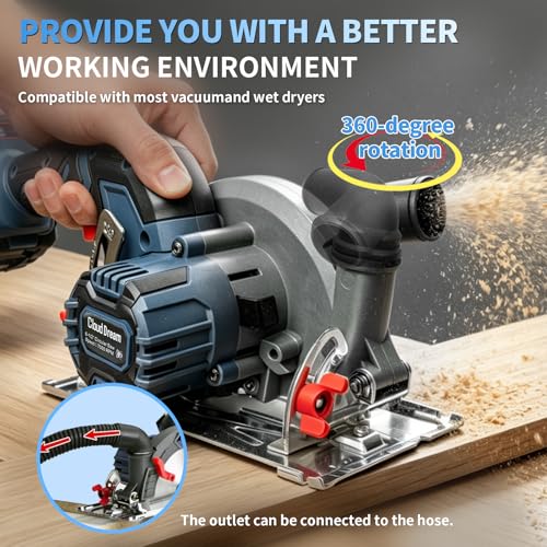 6.5" Cordless Circular Saw with 2x4.0Ah Batteries,Brushless Motor 7000 RPM