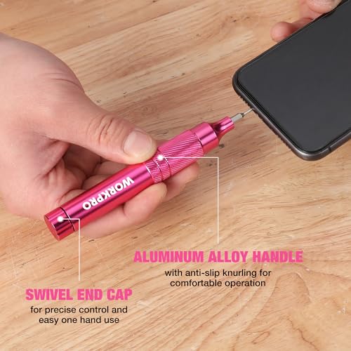 WORKPRO 24 in 1 Multi Bit Mini Screwdriver Set Magnetic, Pink - color: Pink