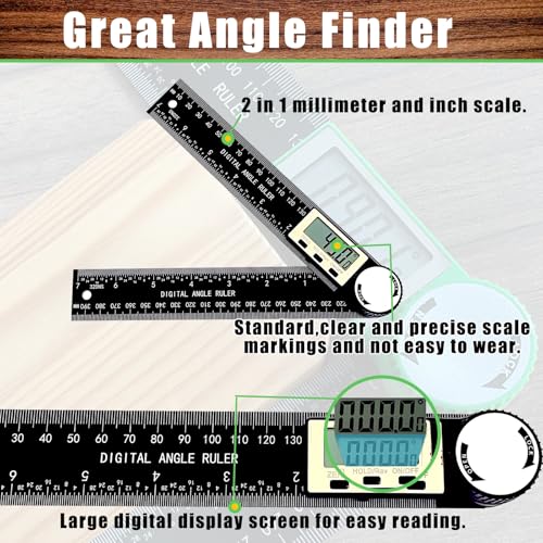 Angle Finder Protractor, 2-in-1 Miter Saw Protractor, 7 Inch/200mm ABS Angle Ruler, High Accuracy Miter Angle Measuring Tool for Woodworking, Metalworking, Carpenter, Construction - color: Black