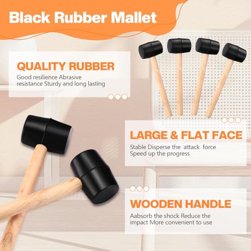 12 Pcs 7 oz Rubber Mallet Hammer with Wooden Handle
