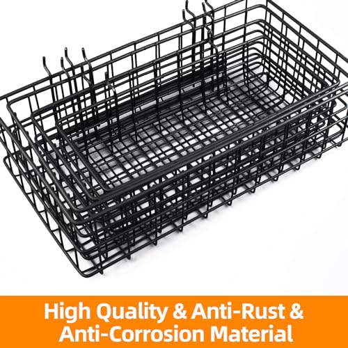 4 Pack Metal Pegboard Baskets Organizer Hooks for Garage Workshop