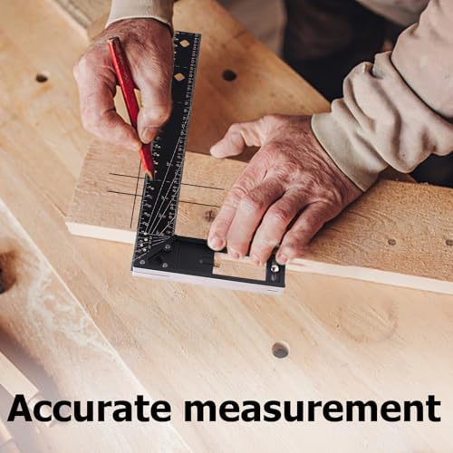 Woodworking Square Ruler, Precision 45/90 Degree Right Angle Ruler, Combination Square with Retractable Ledge and Scribe Mark Pin, Machinist Square Layout Tool for Framing, Marking, DIY