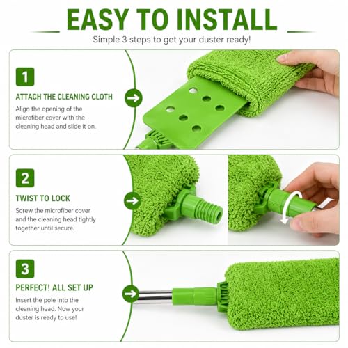 Retractable Gap Dust Cleaner Under Appliance Cleaning Tool, Flat Duster for Under Refrigerator Fridge Stove Couch Bed, Skinny Thin Duster for Tight Spaces (Green) - color: Green