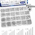 304 Stainless Steel 1050PCS M1.4 M1.6 M2 M2.5 Knurl Socket Head Cap Screws Hardware Kit Hex Socket Head Cap Bolts, Nuts & Washers Assorted Set for DIY, 3D Printer - size: 1050pcs
