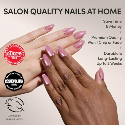 Glamnetic Press On Nails - Short Almond, Velvet Fake Nails 30 Pc Full Kit - color: 3D - Mertini