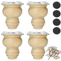 3 Inch Wooden Furniture Legs, Solid Wood Unpainted Replacement Furniture Legs, Cabinet Legs/Desk/Sofa/Bookcase Bun Feet, DIY Wooden Round Legs with Mounting Plate & Screws Set of 4 - size: 3 Inch
