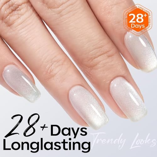 modelones Heart Cat Eye Gel Nail Polish, 2 PCS 15ML Pink Sliver - color: A3-classic cat eye