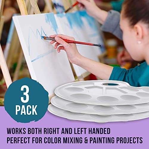 U.S. Art Supply 10-Well Plastic Artist Painting Palette (Pack of 3)