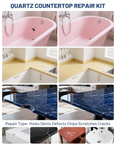 Tile, Marble and Granite Repair Kit (Color Match), Fix Holes Dents Defects
