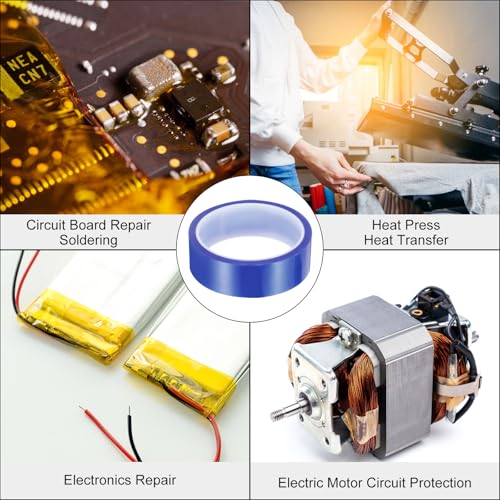 uxcell Blue Heat Tape, 1 Roll 30mmx33m 108ft High Temperature Heat Resistant Tape for Sublimation,Heat Vinyl Press,Heat Transfer, Circuit Board, No Residue - color: Blue, size: 30mmx33m