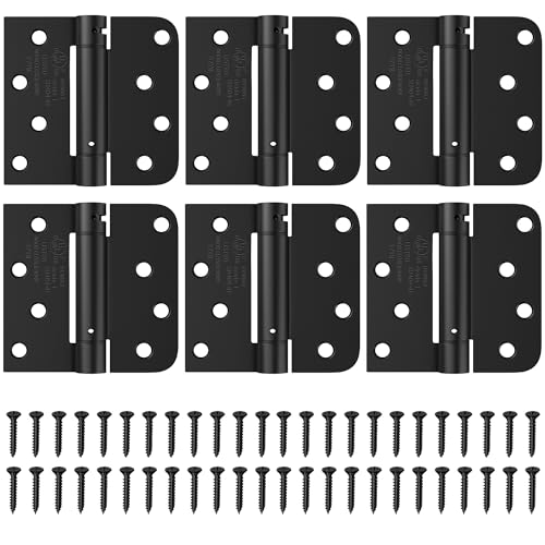 4 Inch Self Closing Door Hinges, Spring Hinges Self Closing Matte Black - color: Matte Black, Square & 5/8" Radius, size: 4" 6 Pack