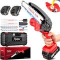 Tietoc Mini Chainsaw 6-Inch with 2 Batteries, Electric Saw, Stocking Stuffers Christmas Birthday Gifts Present for women mom wife Adults, Cool Gadgets 2025 - color: Red - 6 Inch