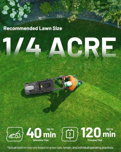 Litheli 40V Brushless Push Mower, 16″ Cordless Lawn Mower, 6 Adjustable Heights (1-3″), 50L Collection Bag & Mulching, 2×5.0Ah Batteries & Charger Included - color: Jet Black