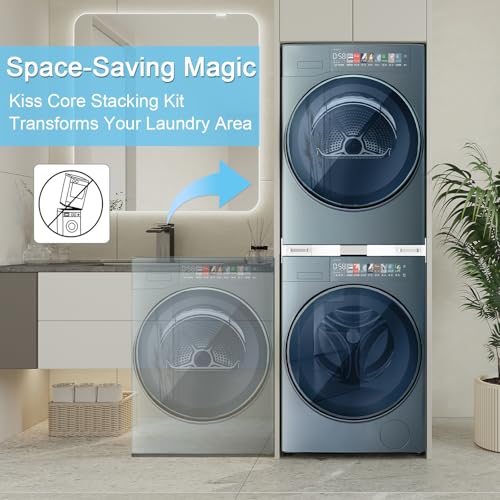 Washer Dryer Stacking Kit - Adjustable Design Fits Most Washers & Dryers | Adjustable 24" - 29" - Universal Stacking Kit with Pull-Out Drying Rack for Laundry Room - Space-Saving - style: Stacking Kit with 4 Tube Racks