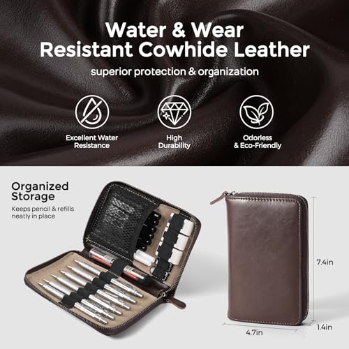 Nicpro 30PCS Silver Metal Mechanical Pencils Set in Leather Case - color: Silver