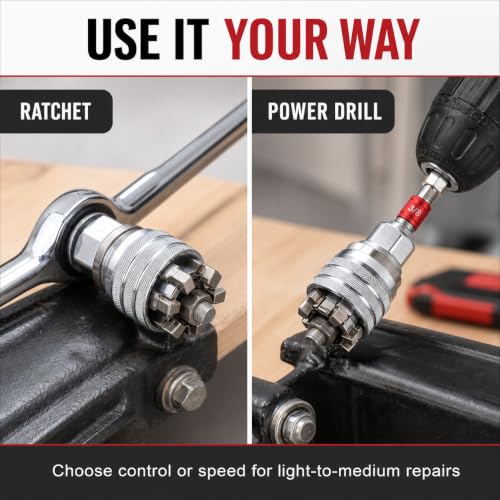 3-Piece Adjustable Universal Socket Wrench with Ratchet Handle 3/8 Inch Hex Wrench Adapter Kit for Drilling and Fastening Cool Gadgets for Men Birthday Gifts